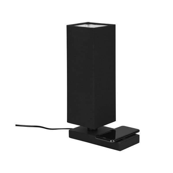 Mat črna namizna svetilka z brezžičnim polnilnikom (višina 35 cm) Haley - Reality