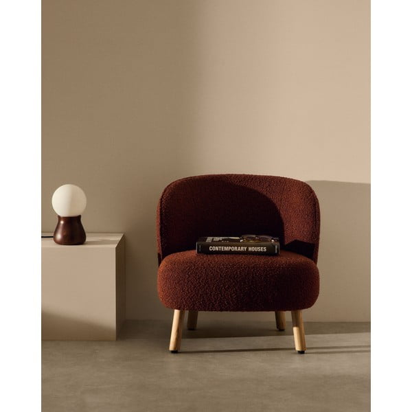 Fotelj iz tkanine bouclé v barvi terakote Ulit – Kave Home-image-1