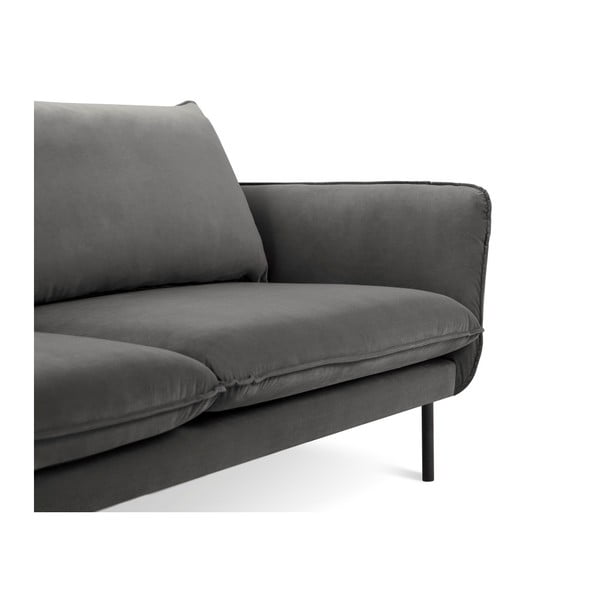 Temno siva žametna kotna sedežna garnitura Cosmopolitan Design Vienna, levi kot-image-4