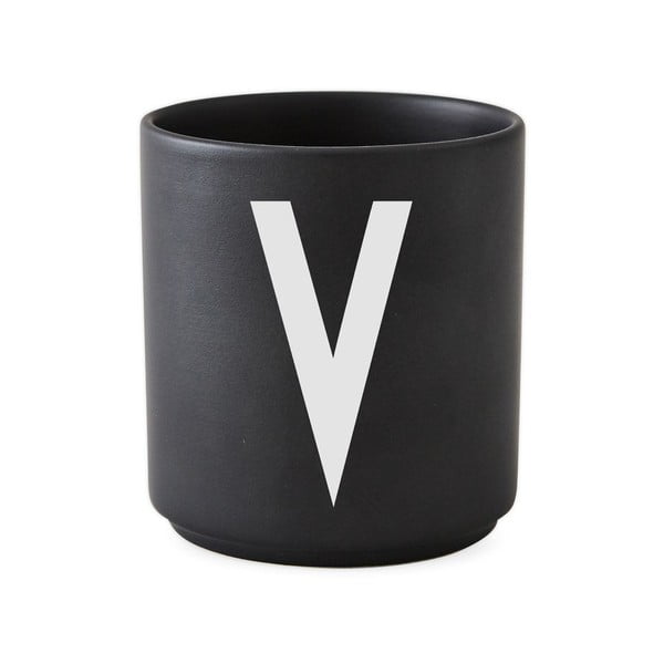 Črna porcelanasta skodelica Design Letters Alphabet V, 250 ml