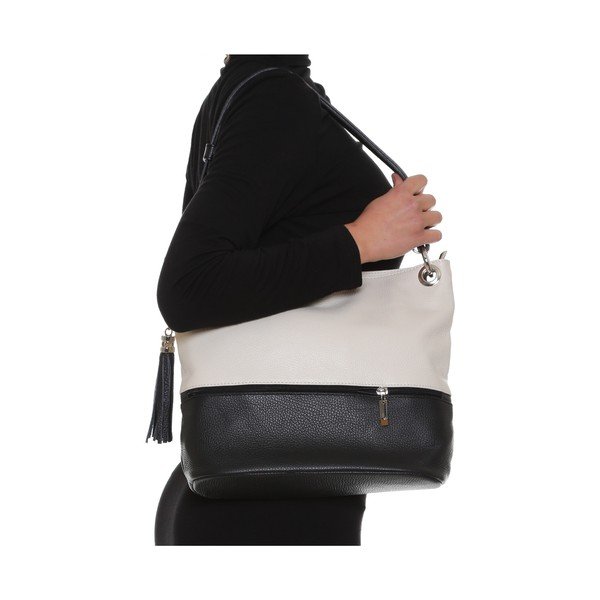 Usnjena torbica Anna Luchini 1104 Beige Nero-image-4