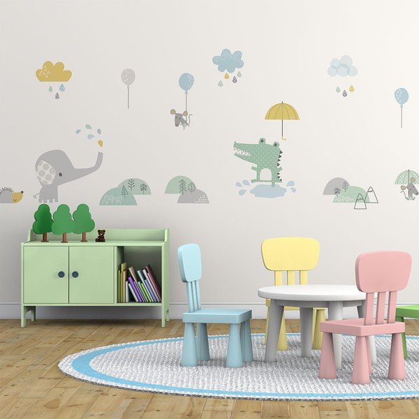 Otroške stenske nalepke Ambiance Animals in the Rain-image-1