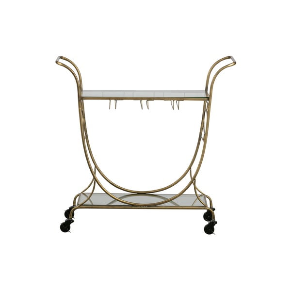 Steklen servirni voziček v zlati barvi BePureHome