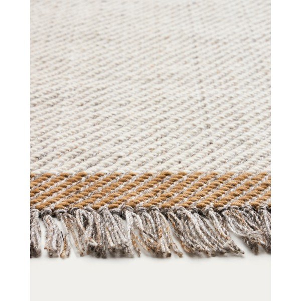 Kremno bela ročno tkana volnena preproga 160x230 cm Brina – Kave Home-image-3