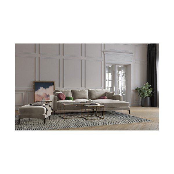 Bež žameten tabure Kooko Home Harmony-image-3