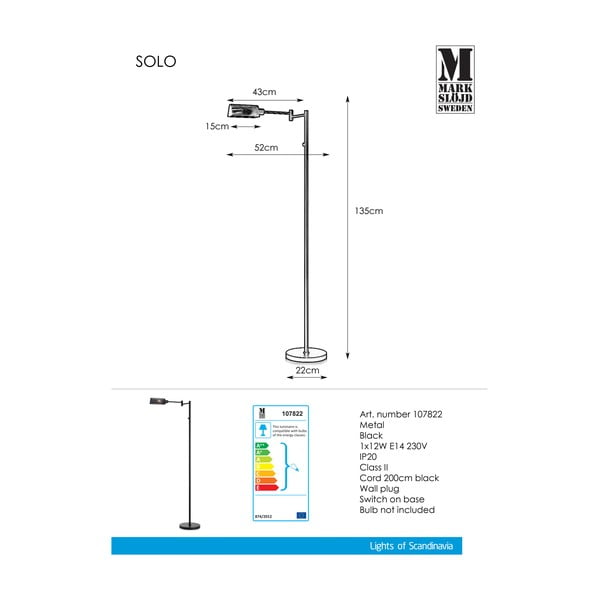 Črna talna svetilka Markslöjd Yale Floor Black, višina 1,35 m-image-2