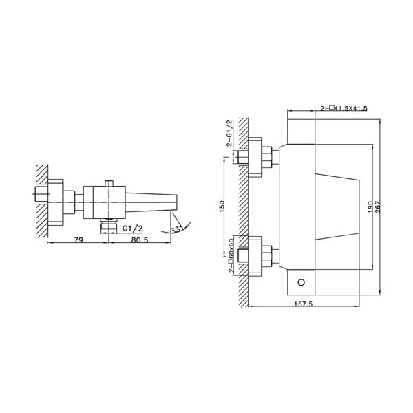 Stenska armatura za kad v sijajno srebrni barvi (1 izhod) Latus – Sapho-image-1