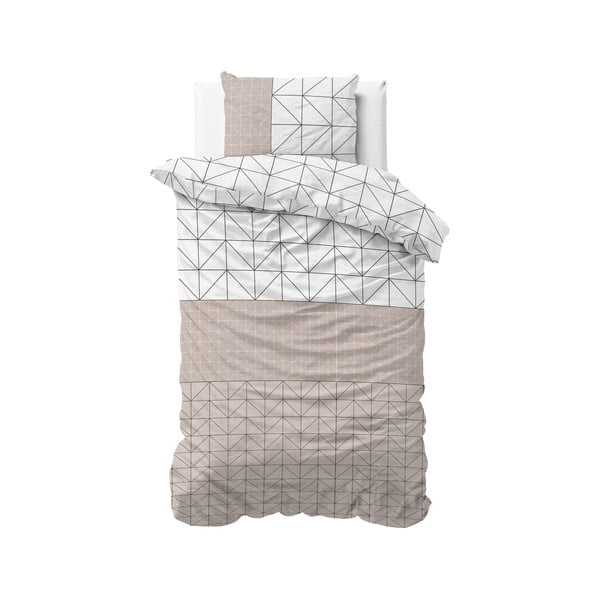 Belo-bež flanelna posteljnina za enojno posteljo Sleeptime Gino, 140 x 220 cm