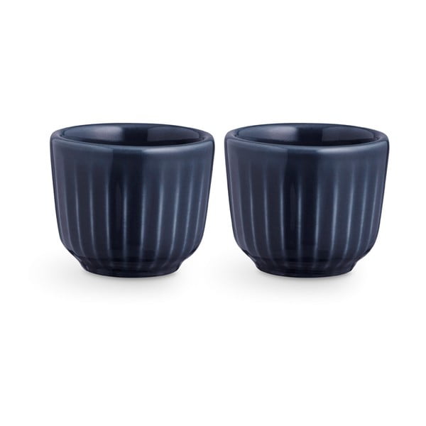 Komplet 2 temno modrih porcelanastih posod za jajca Kähler Design Hammershoi, ⌀ 5 cm
