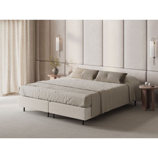 Kremno bela oblazinjena postelja brez vzglavja 90x200 cm Whale – Micadoni -image-1