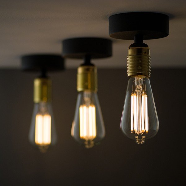 Črna stropna svetilka z navojem v zlati barvi Sotto Luce Uno-image-1