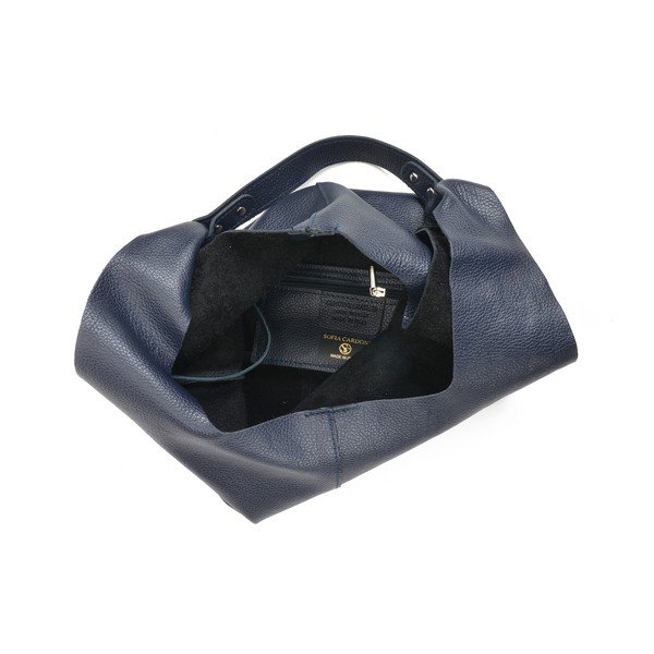 Temno modra usnjena torbica Sofia Cardoni Hobo-image-4