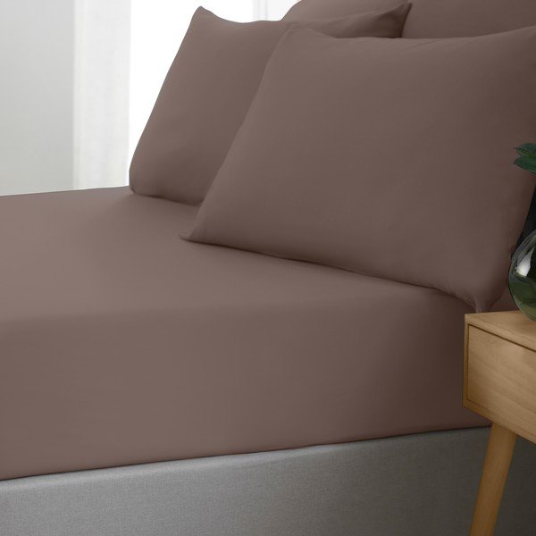 Temno rjava napenjalna rjuha 90x190 cm So Soft Non Iron – Catherine Lansfield-image-1