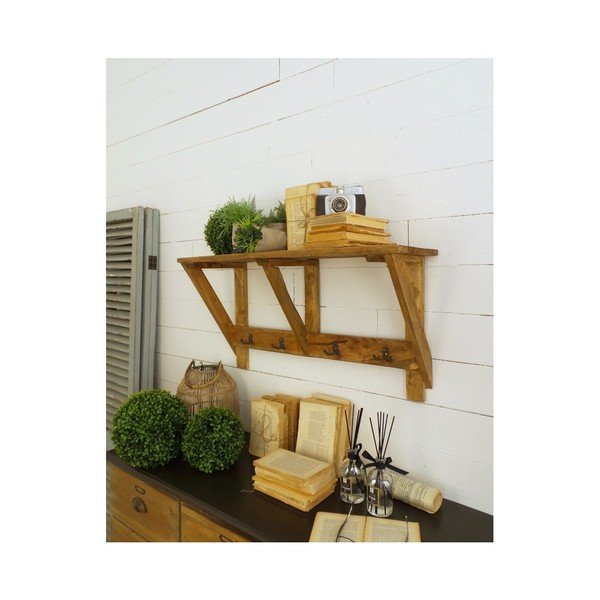 Lesena stenska polica Orchidea Milano Raw Wood, 80 x 25 x 40 cm
