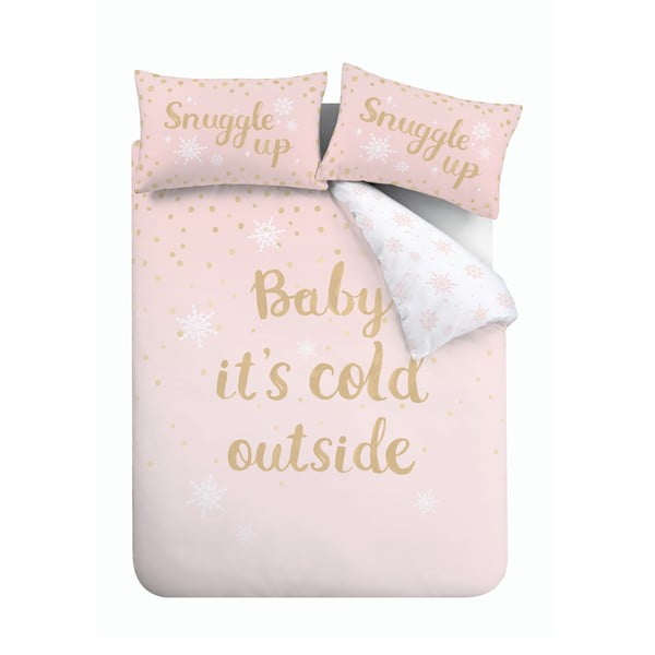 Rožnata posteljnina Baby It´s Cold Outside Catherine Lansfield, 200 x 200 cm