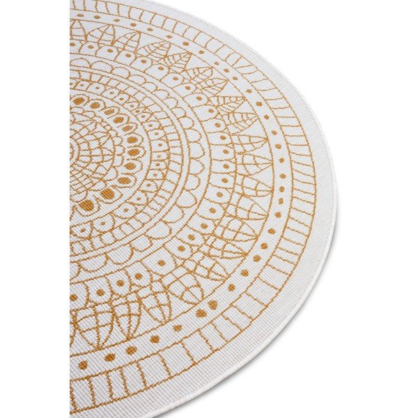 Oker/bela okrogla zunanja preproga ø 140 cm Porto – NORTHRUGS-image-4