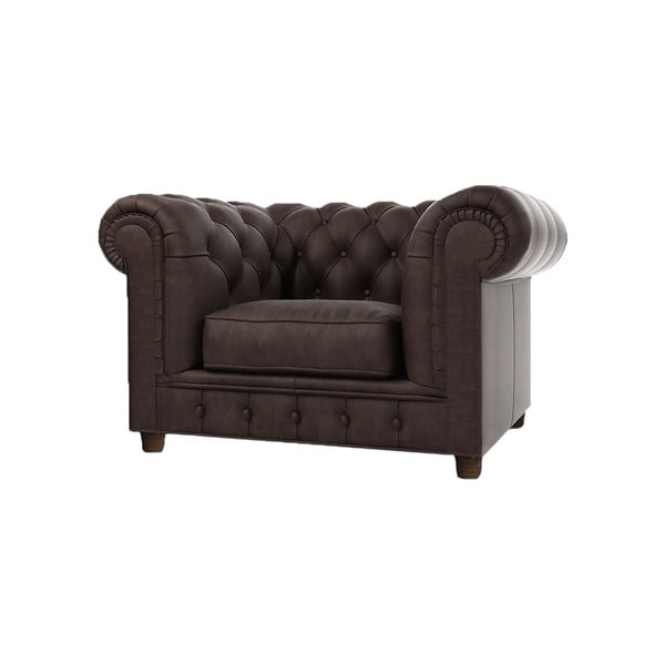 Temno rjav žameten fotelj Cambridge – Ropez