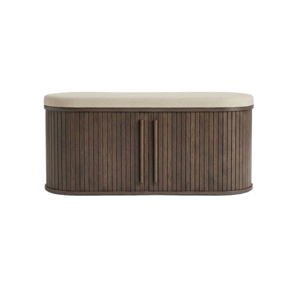 Oblazinjena klop v temni naravni barvi Meta – Unique Furniture