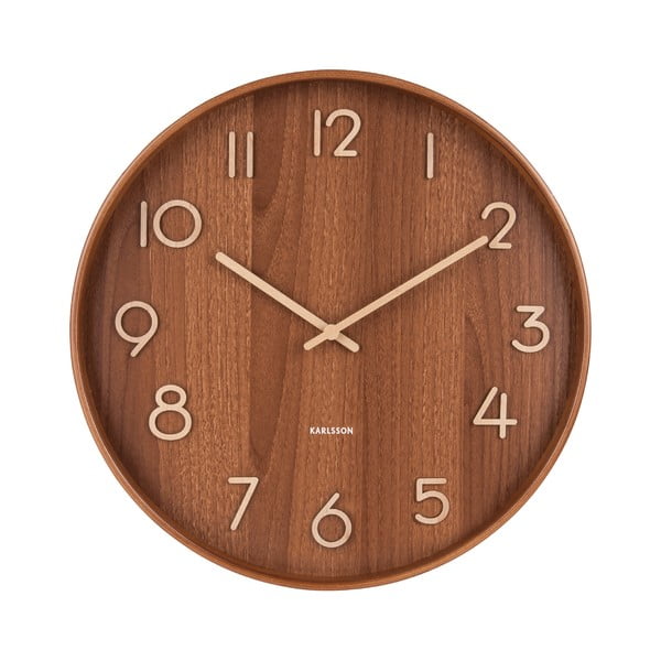 Rjava stenska ura iz lipovega lesa Brown Karlsson Pure Large, ø 60 cm