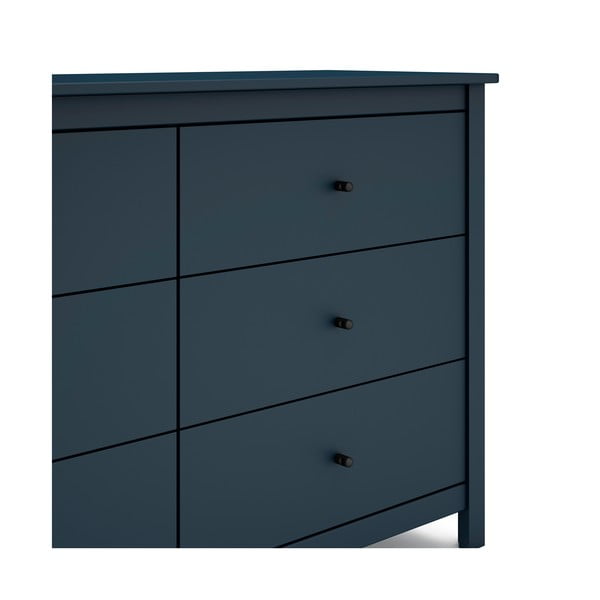 Temno modra nizka komoda iz masivnega bora 130x80 cm Misti – Marckeric-image-4