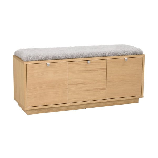 Siva omarica za čevlje v hrastovem dekorju s klopjo Confetti – Rowico