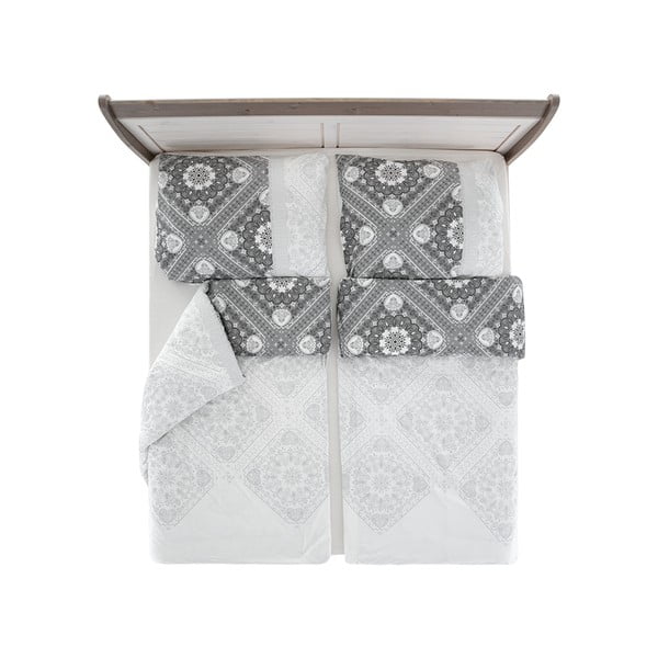 Bela/siva enojna posteljnina iz krepa 140x200 cm Top Class – B.E.S.-image-2