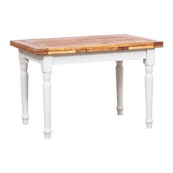 Biscottini Teigge lesena zložljiva jedilna miza z belo strukturo, 120 x 80 cm