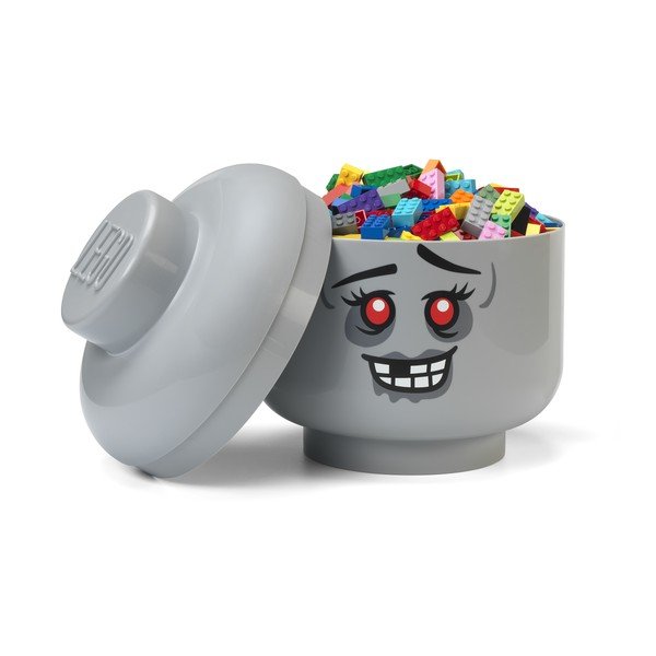 Siva plastična otroška škatla za shranjevanje ø 24x27 cm Head Zombie L – LEGO®-image-1