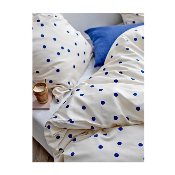 Modra/kremno bela enojna posteljnina iz bombažnega satena 140x200 cm Solaris – Södahl-image-1