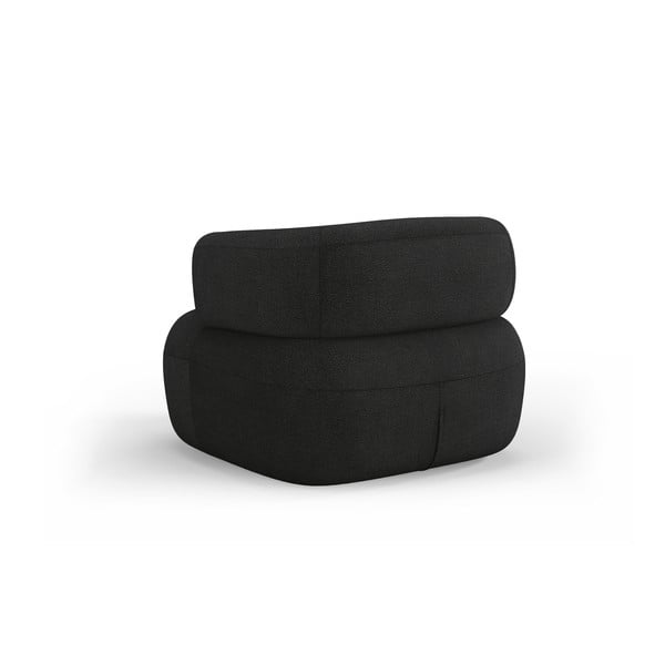 Črn fotelj iz tkanine bouclé Jenny – Micadoni Home-image-3