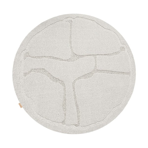 Svetlo siva volnena okrogla preproga ø 133 cm Morphic Organica – Agnella