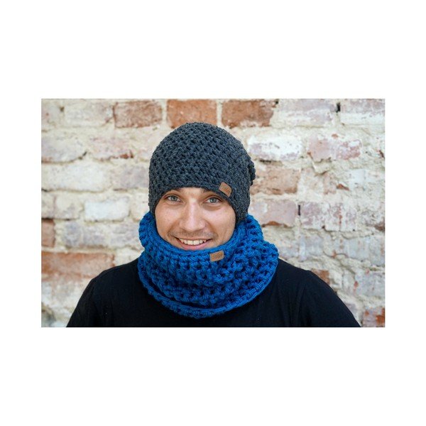 Temno siva ročno kvačkana kapa DOKE Night-image-2