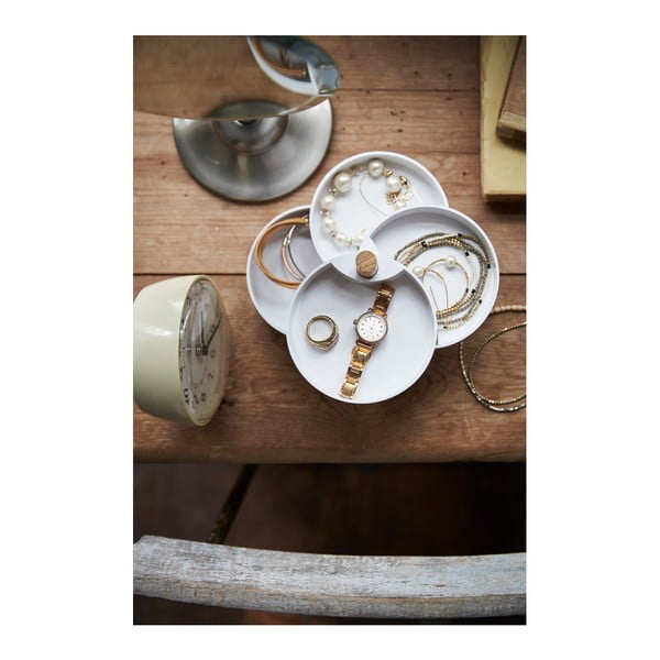 Bela škatlica za nakit z detajli iz bukovega lesa YAMAZAKI Tosca-image-1