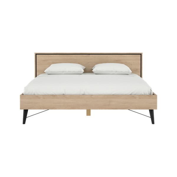 Zakonska postelja v hrastovem dekorju z letvenim dnom 180x200 cm v naravni barvi Ry – Tvilum-image-4