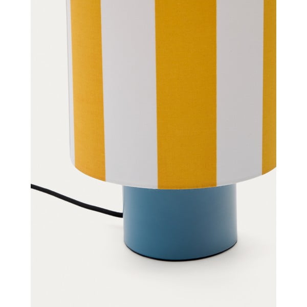 Rumena/modra namizna svetilka s tekstilnim senčilom (višina 25 cm) Ciral – Kave Home-image-4