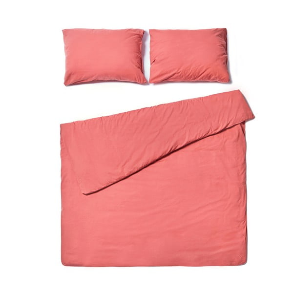 Koralno rožnata bombažna posteljnina za zakonsko posteljo Bonami Selection, 160 x 200 cm