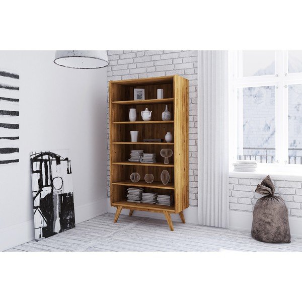 Knjižna omara iz hrastovega lesa 100x200 cm Retro - The Beds-image-3