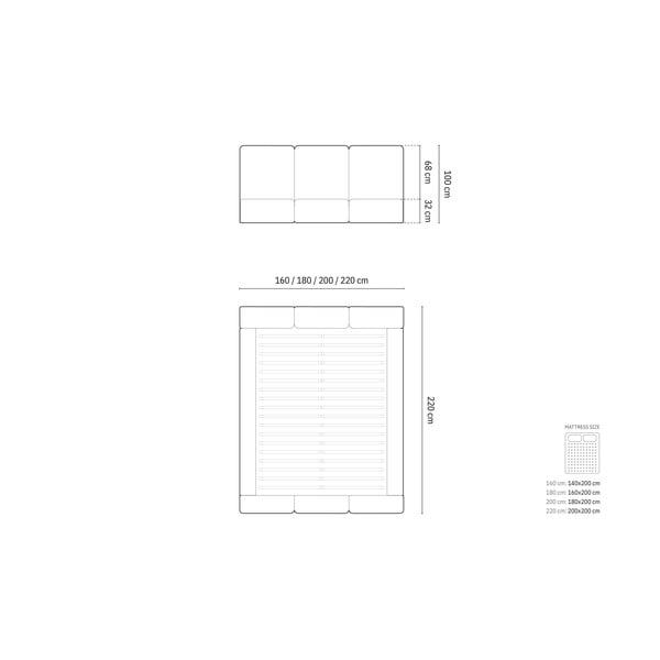 Temno modra žametna oblazinjena zakonska postelja s prostorom za shranjevanje in z letvenim dnom 200x200 cm Brody – Mazzini Beds-image-4