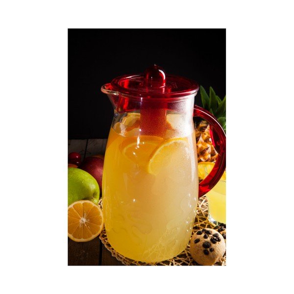 Stekleni vrč z rdečim pokrovom Vrč, 2,5 l-image-1