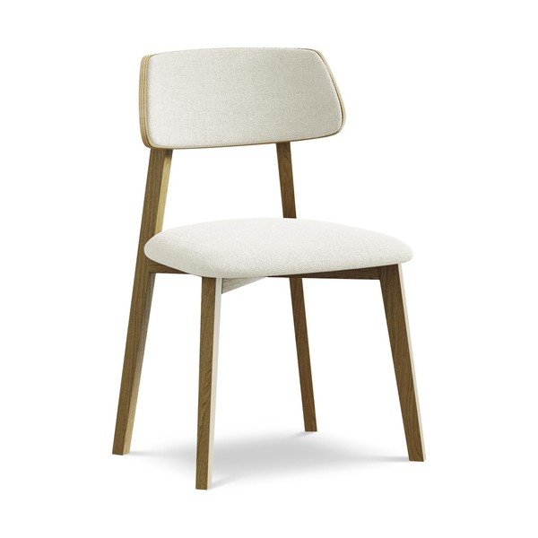 Kremno bel jedilni stol iz masivnega lesa Niu – Makamii