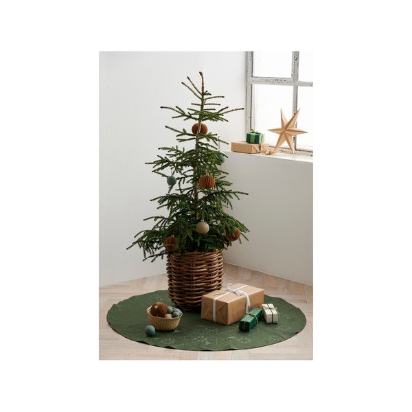 Zelena okrogla preproga za pod božično drevo ø 120 cm Star Damask - Södahl-image-1