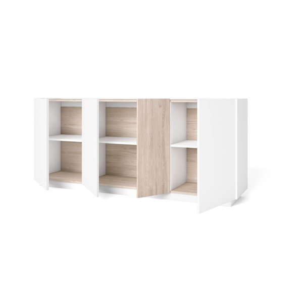 Bela/v naravni barvi komoda v hrastovem dekorju 180x78 cm Udine – Marckeric-image-3