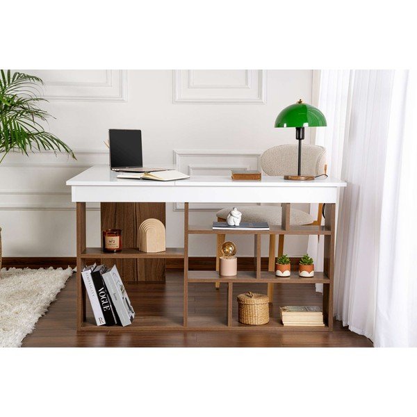 Pisalna miza v orehovem dekorju 120x130 cm Vesper – Kalune Design-image-3