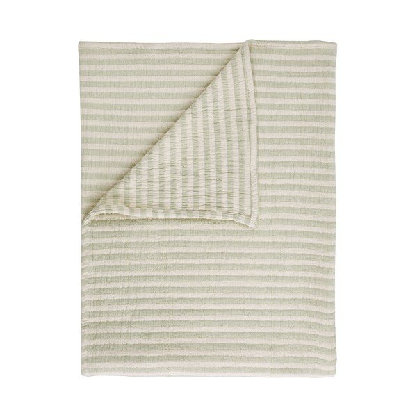 Zelena bombažna odeja 150x200 cm Cotton Muslin Stripe – Bianca