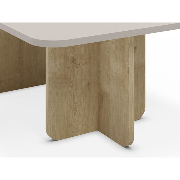 Kremno bela/v naravni barvi mizica v hrastovem dekorju 56x100 cm Hillary – Marckeric-image-4