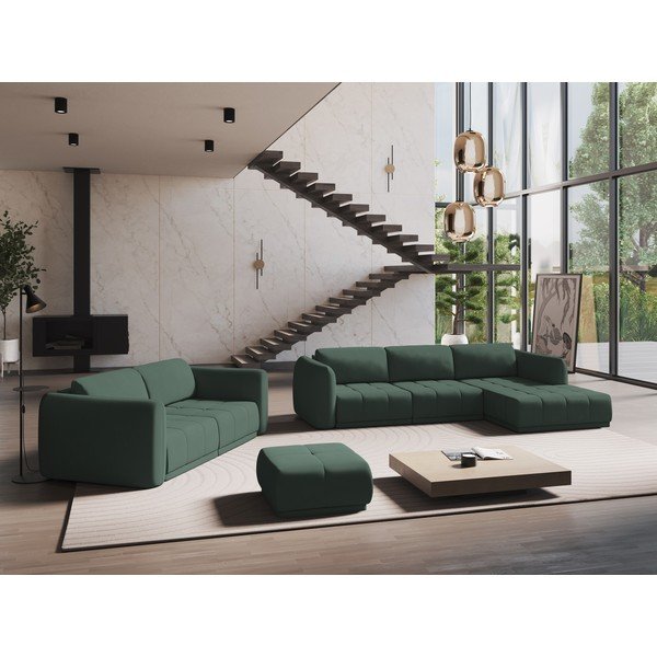 Zelena kotna sedežna garnitura Hoku – Makamii-image-1