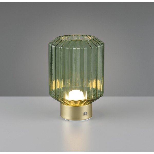 Zelena/zlata LED zatemnitvena namizna svetilka s steklenim senčnikom (višina 19,5 cm) Lord – Reality-image-1