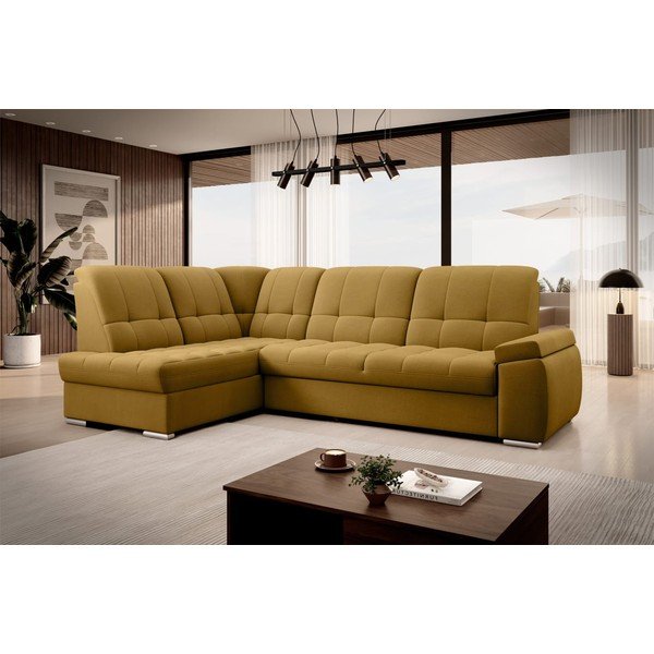 Rumena žametna raztegljiva/s prostorom za shranjevanje kotna sedežna garnitura (levi kot/v obliki črke L) Sado – ELTAP-image-4