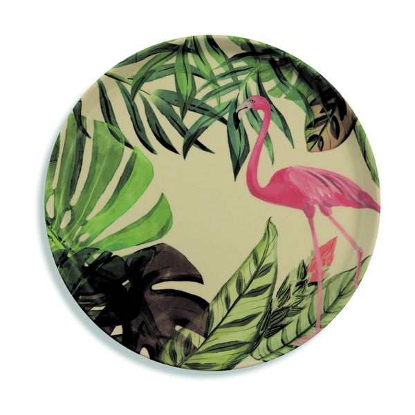 Bambusov krožnik z motivom flaminga Villa d'Este Tropical, 31,8 cm