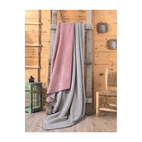 Siva in roza odeja Mily, 200 x 220 cm